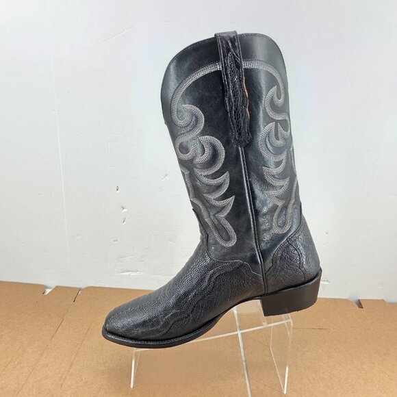 EL DORADO ED 2203 MEN'S HANDMADE BLACK OSTRICH LEG WESTERN BOOTS MEDIUM TOE 13 D - Picture 4 of 13
